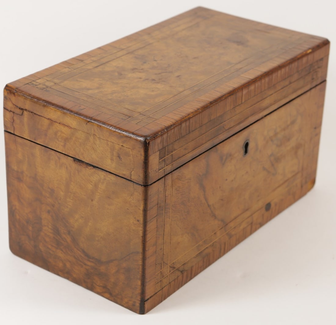 ANTIQUE ENGLISH BURLWOOD TEA CADDY (1 of 10)