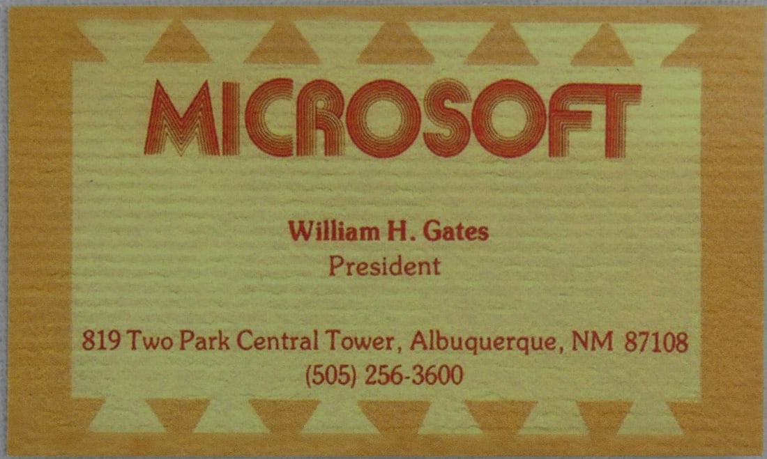 BILL GATES MICROSOFT BUSINESS CARD (1 of 2)