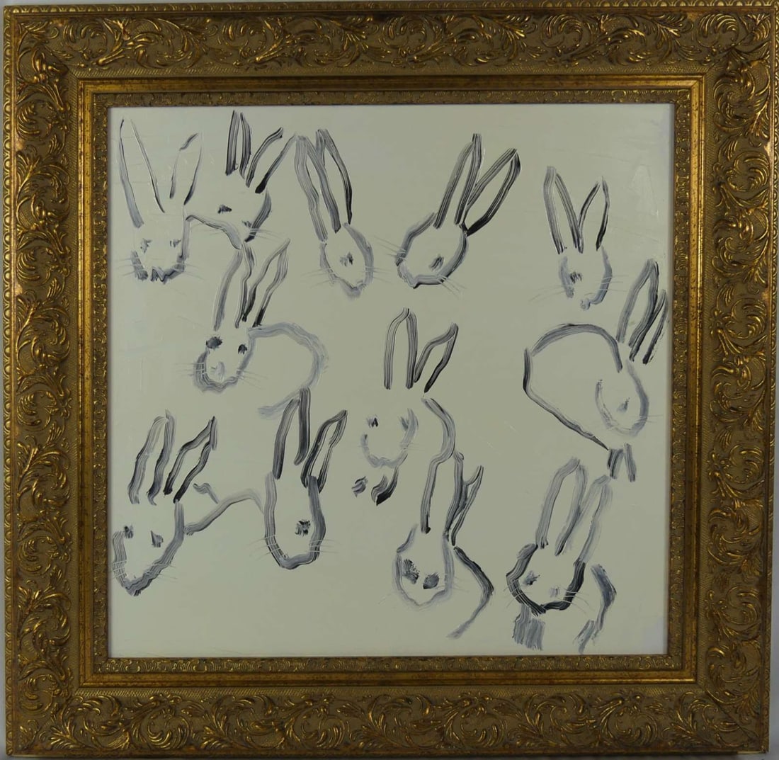 AFTER HUNT SLONEM WHITE BUNNIES OIL ON CANVAS (1 of 5)