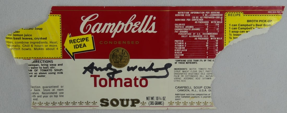 ANDY WARHOL AUTOGRAPHED CAMPBELL'S SOUP LABEL (1 of 3)