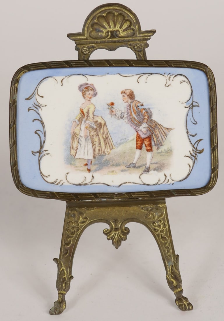 FRENCH PORCELAIN PLAQUE ON EASEL (1 of 9)