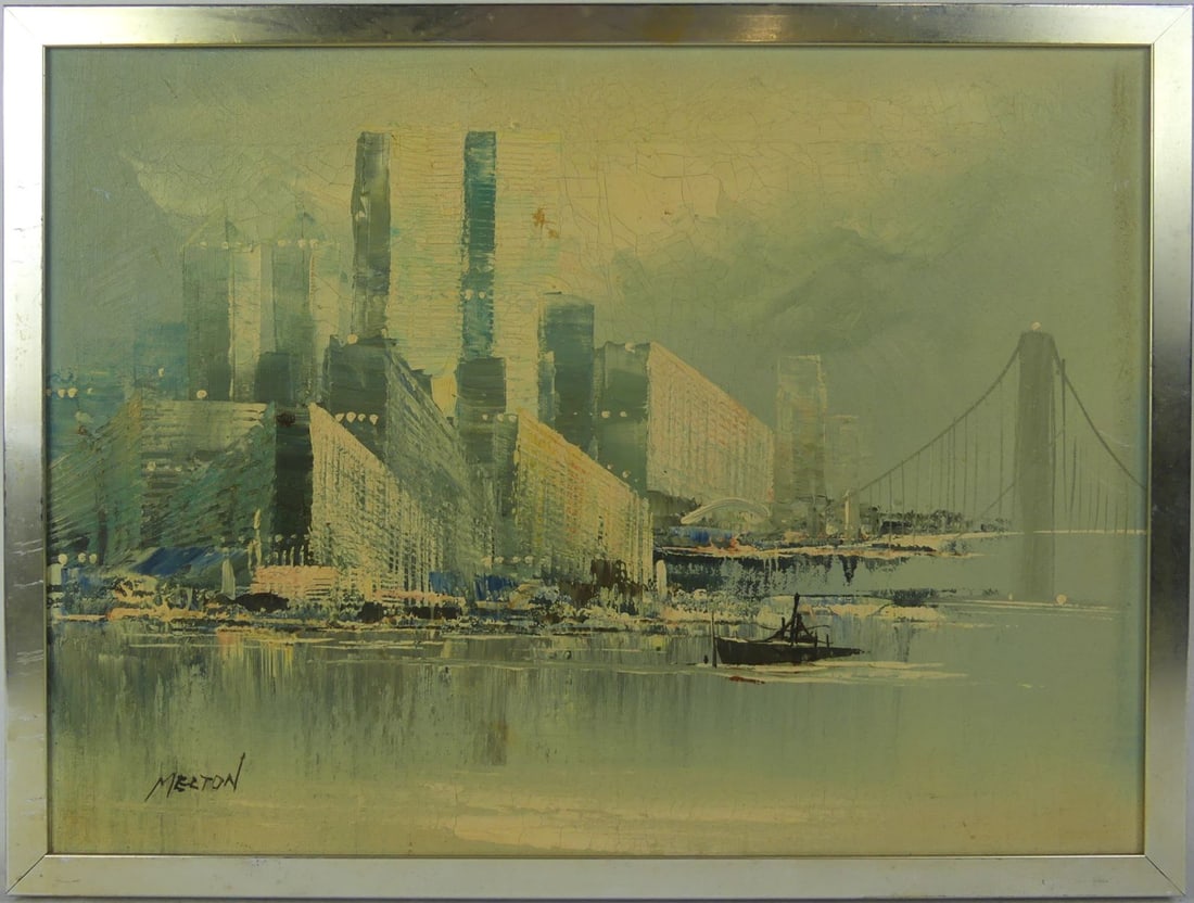 MELTON NEW YORK SKYLINE w TWIN TOWERS OIL / CANVAS (1 of 6)