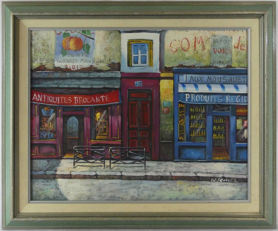 W. JAMES PARISIAN STREET SCENE OIL ON CANVAS (1 of 5)
