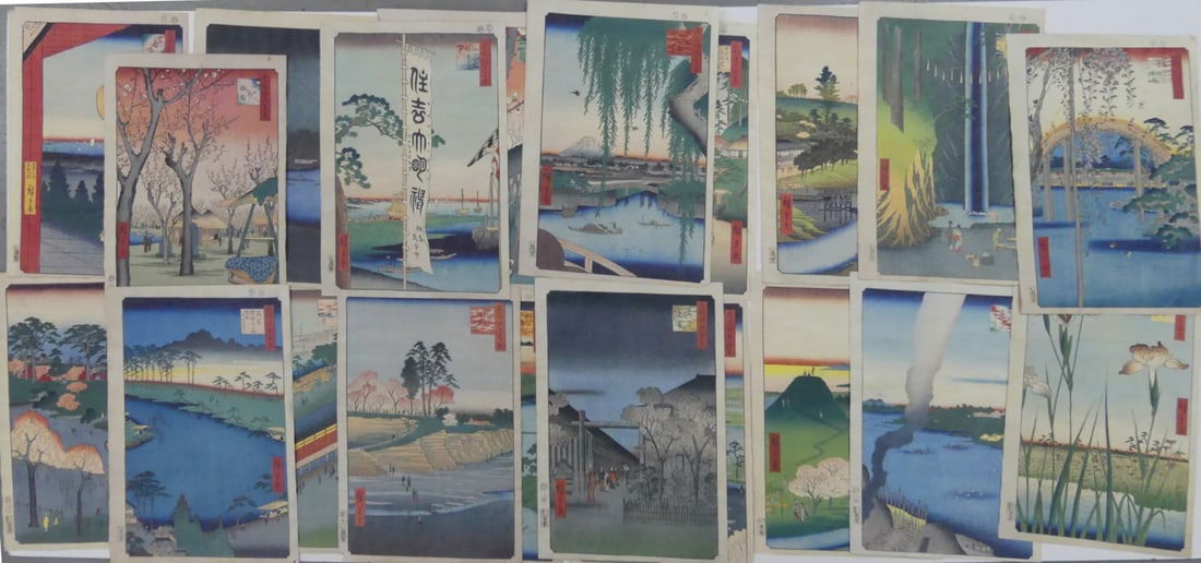 20pc JAPANESE WOODBLOCK STYLE PRINTS (1 of 4)