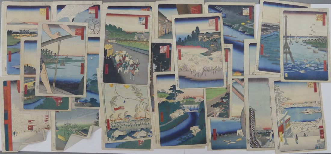 24pc JAPANESE WOODBLOCK STYLE PRINTS (1 of 4)