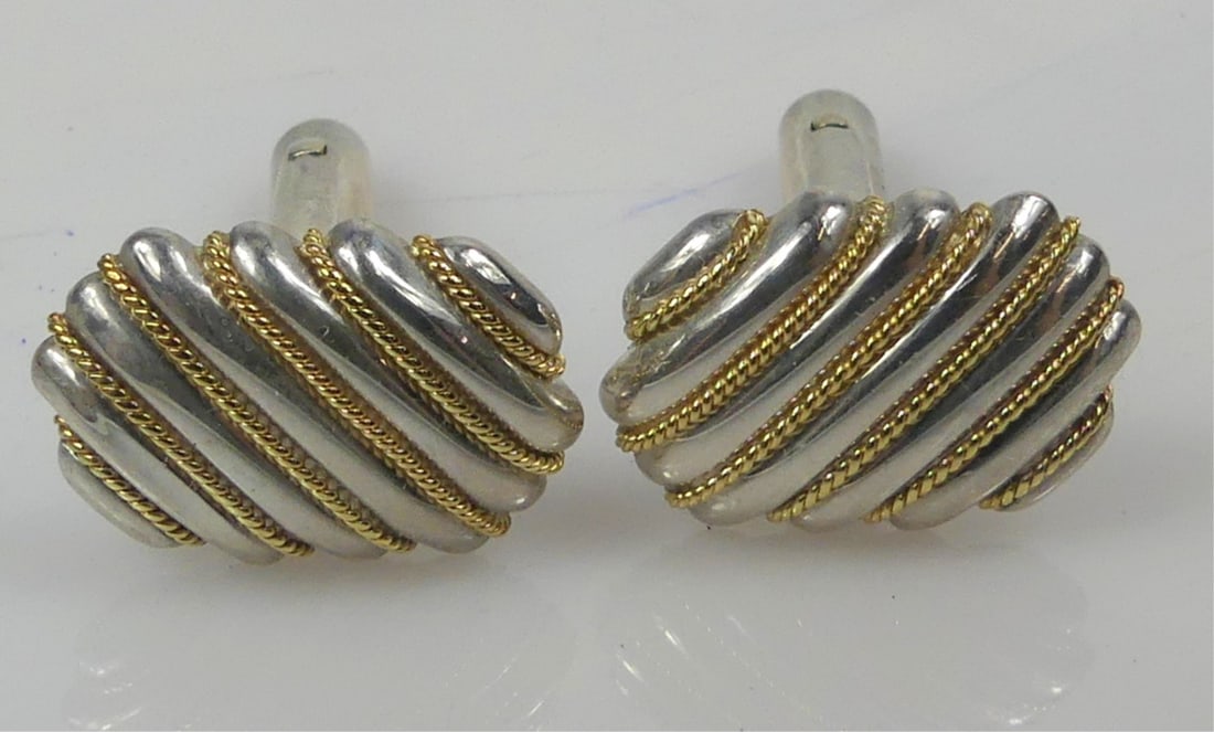 PR TIFFANY STERLING 18kt YG CUFFLINKS (1 of 4)