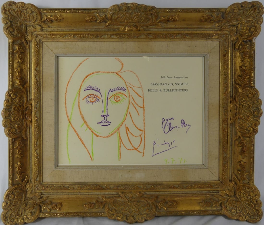 PABLO PICASSO 'PORTRAIT OF A WOMAN' CRAYON DRAWING (1 of 6)