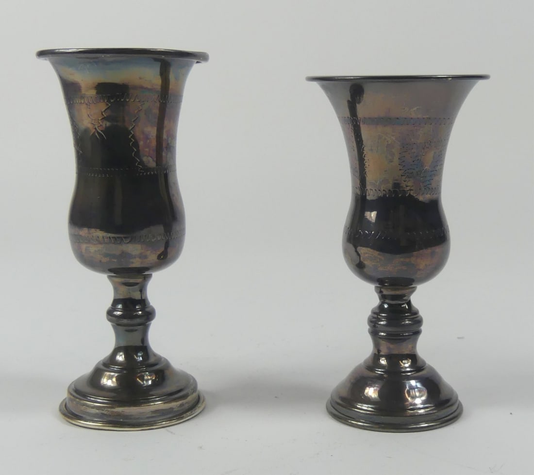 2pc JUDAICA STERLING SILVER KIDDUSH CUPS (1 of 8)