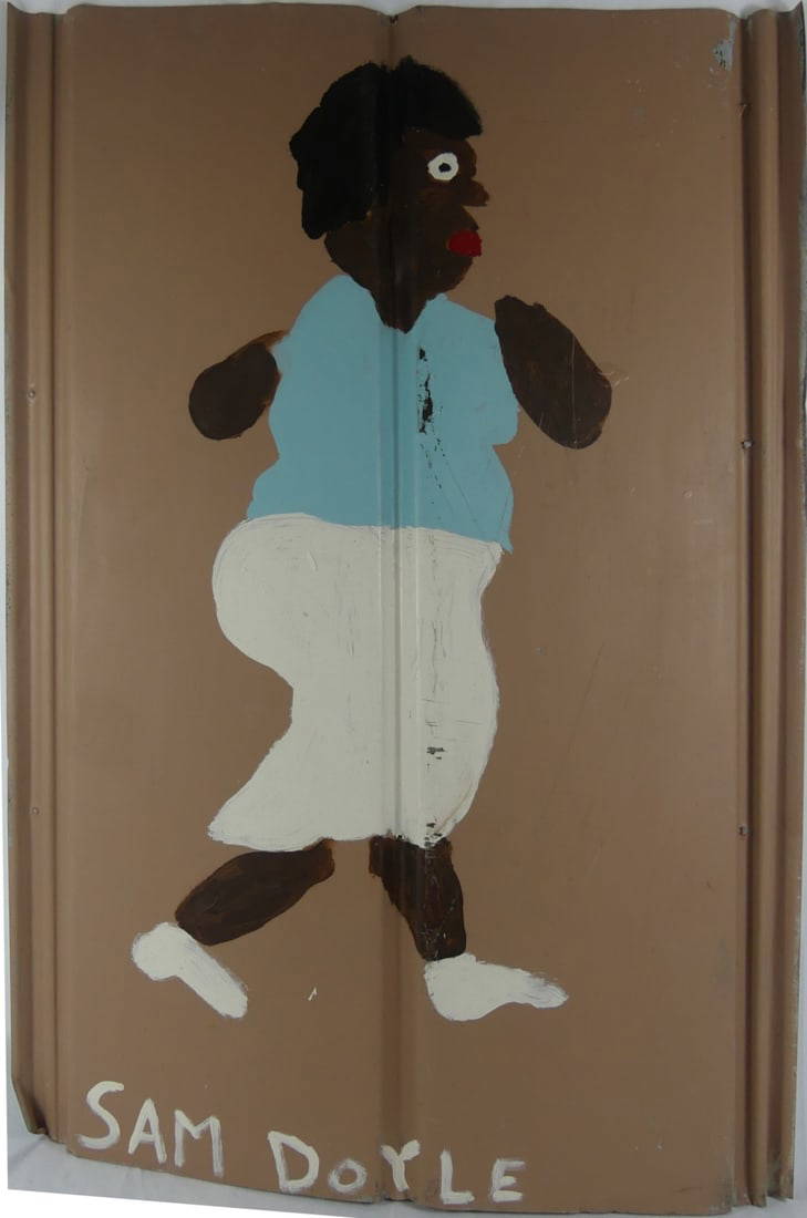 Sam Doyle 'rocking Mary' Painting On Metal Auction