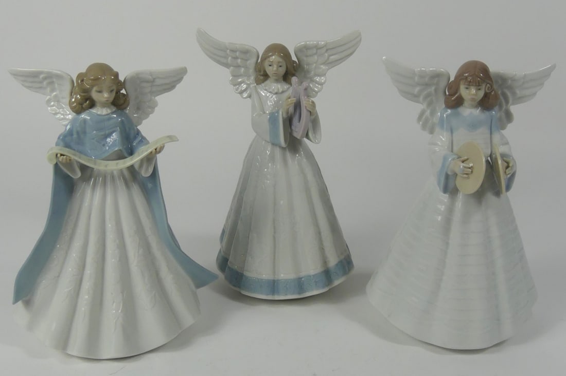 3pc LLADRO PORCELAIN ANGEL FIGURINES w BOXES (1 of 8)