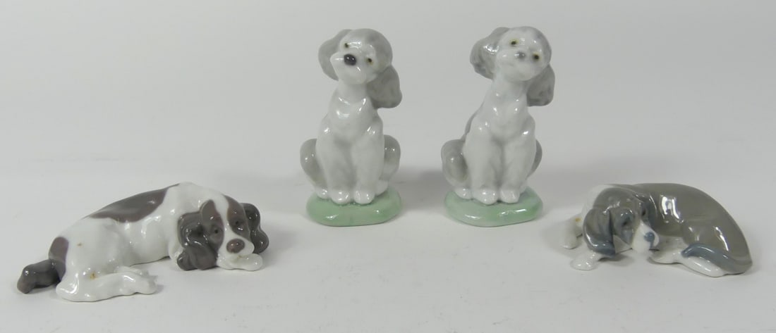 4pc LLADRO PORCELAIN DOG FIGURINES (1 of 5)