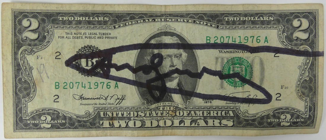 ANDY WARHOL SIGNED 1976 TWO DOLLAR BILL (1 of 3)