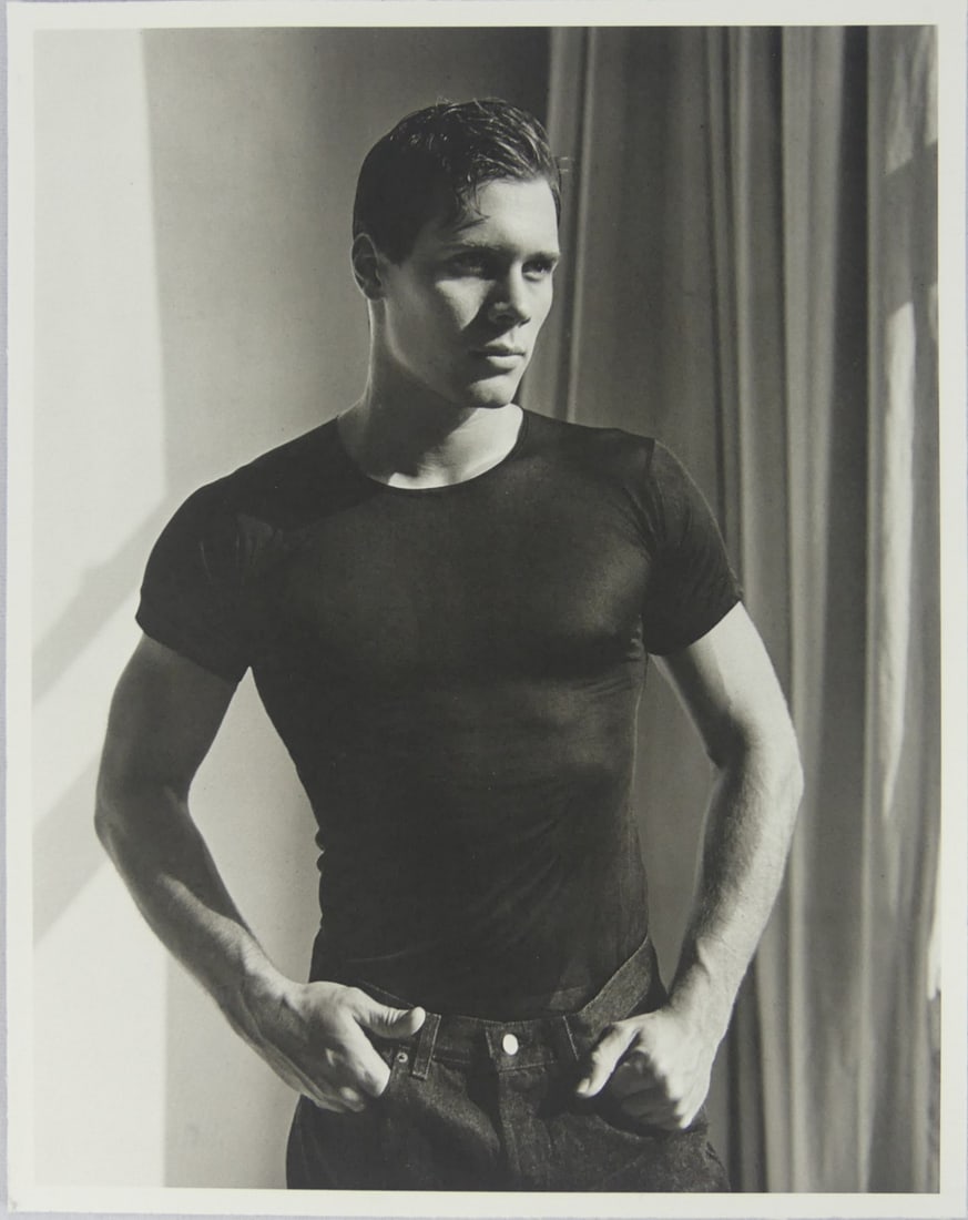 BRUCE WEBER 'RAY LATA' PHOTO PRINT: Bruce Weber 'Ray Lata' photo print. Mounted. Sheet measures 11 3/4" x 9 1/4".