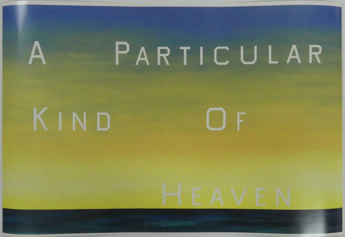 ED RUSCHA A PARTICULAR KIND OF HEAVEN LITHOGRAPH: Ed Ruscha offset lithograph in colors. Titled 'A Particular Kind of Heaven'. Sheet measures 33 1/4" x 22 1/4"