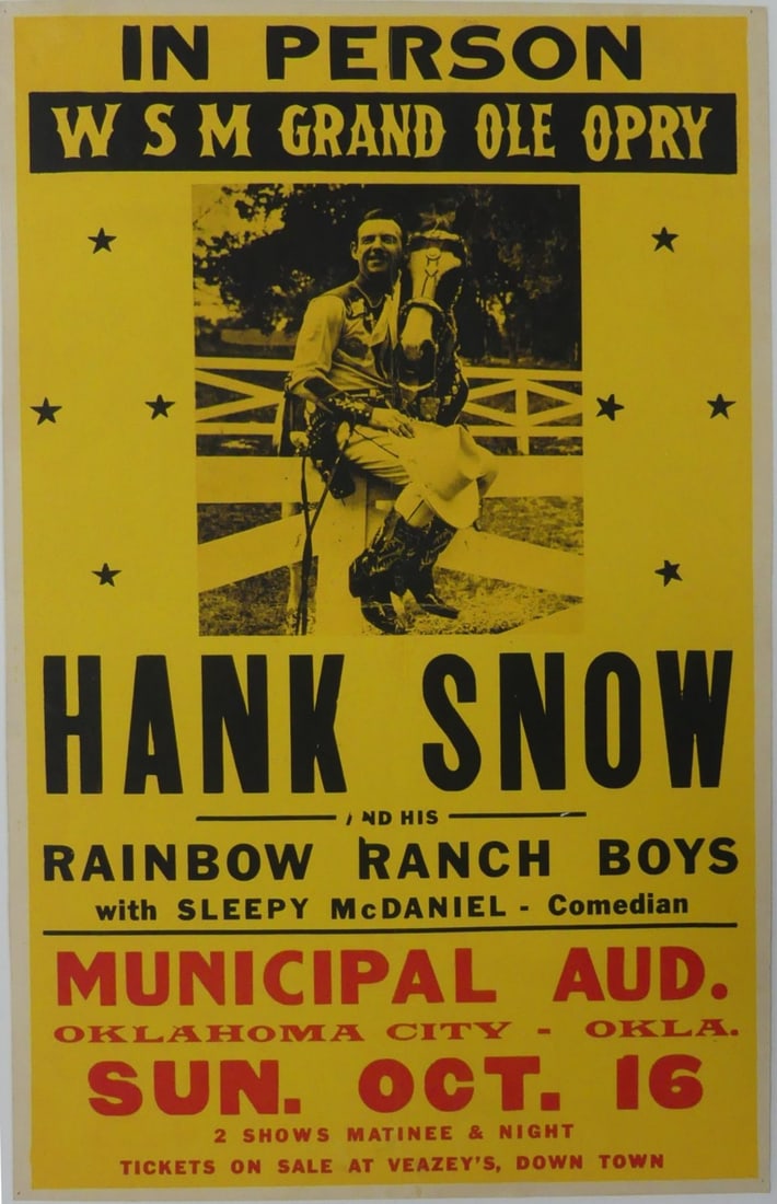 HANK SNOW & HIS RAINBOW RANCH BOYS CONCERT POSTER (1 of 8)