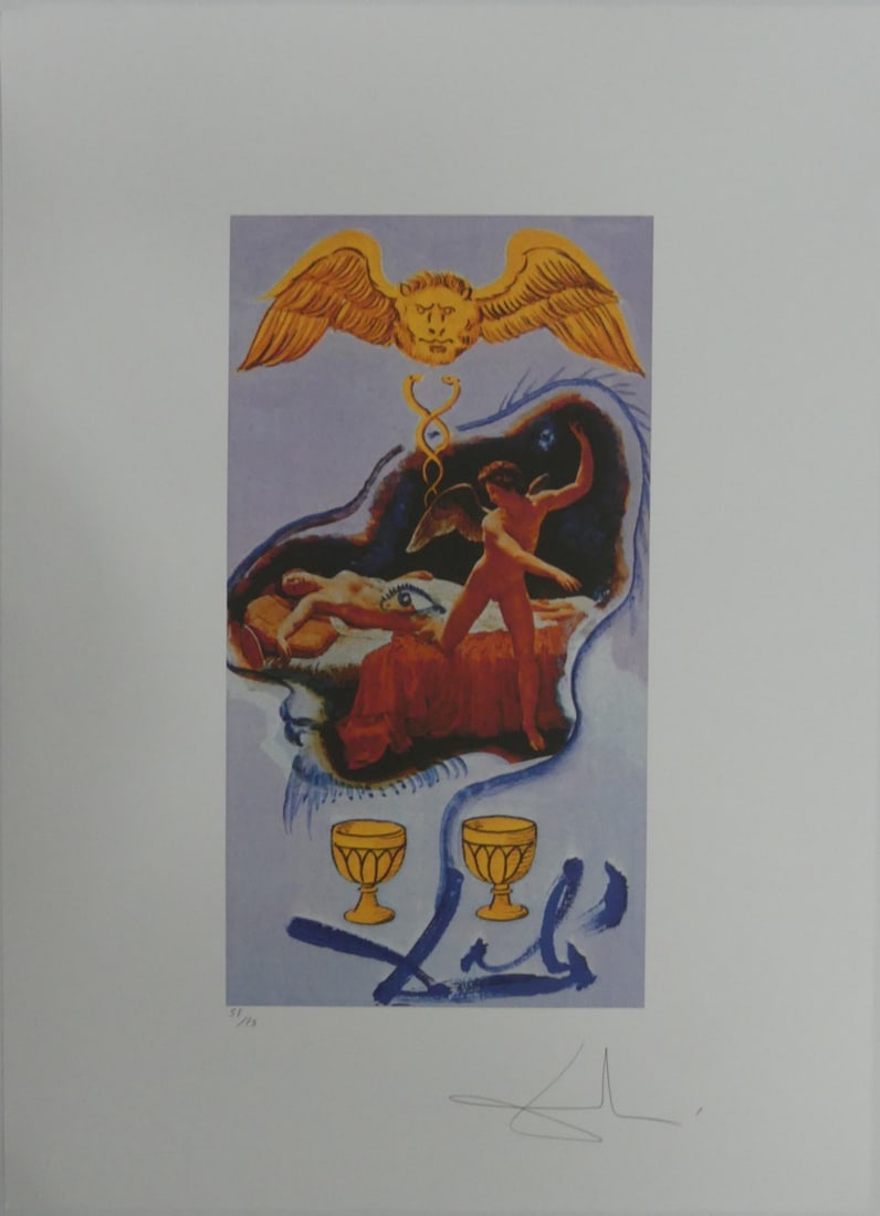 SALVADOR DALI 'TWO OF CUPS' TAROT LITHOGRAPH (1 of 6)