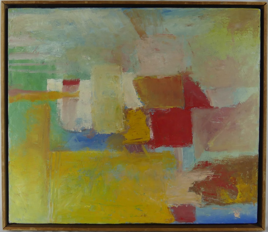 ABSTRACT OIL PAINTING ON CANVAS SIGNED 1993 (1 of 6)