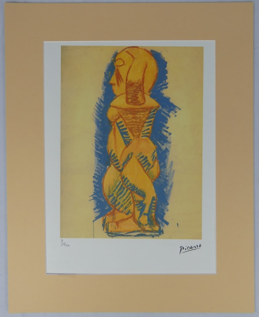 PABLO PICASSO 'STANDING NUDE' LITHOGRAPH: Pablo Picasso 'Standing Nude' lithograph. Signed in the plate lower right. Numbered 9/250 and holds SPADEM Paris blindstamp lower left. Viewable measures 14 3/4" x 10 1/2". Mat measures 19 3/4" x 15 3