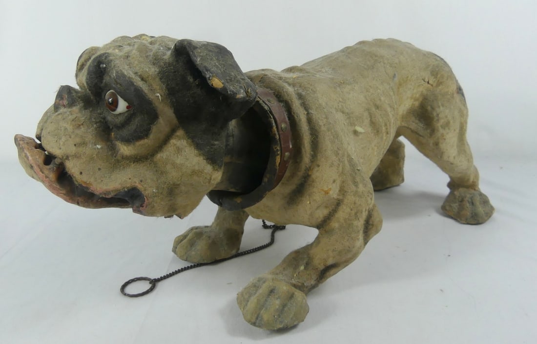 19th C FRENCH PAPIER MACHE NODDING BARKING DOG (1 of 9)
