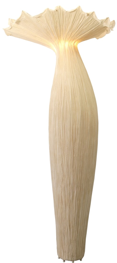 AYALA SERFATY FOR AQUA CREATIONS MORNING GLORY: Ayala Serfaty for Aqua Creations 'Morning Glory' floor lamp. Silk over metal. Measures 80" height x 36" diameter at top.
