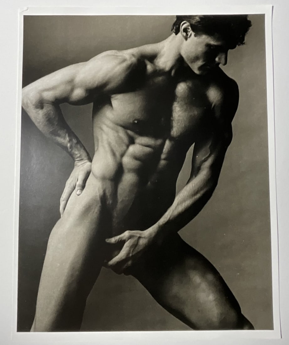 KEN HAAK 'MALE NUDE' PHOTO-LITHO: Ken Haak (20th century) 'Male Nude' photo-litho. Measures 14 x 11 inches.