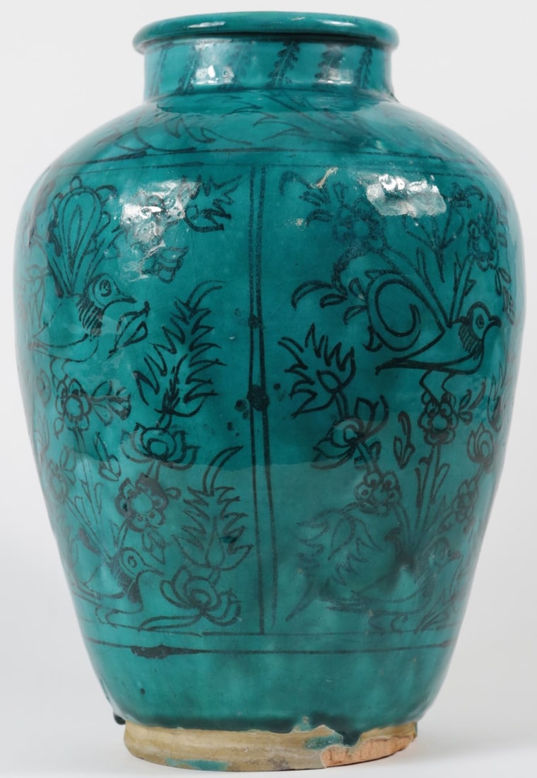 PERSIAN IZNIK TURQUOISE CERAMIC VASE (1 of 7)