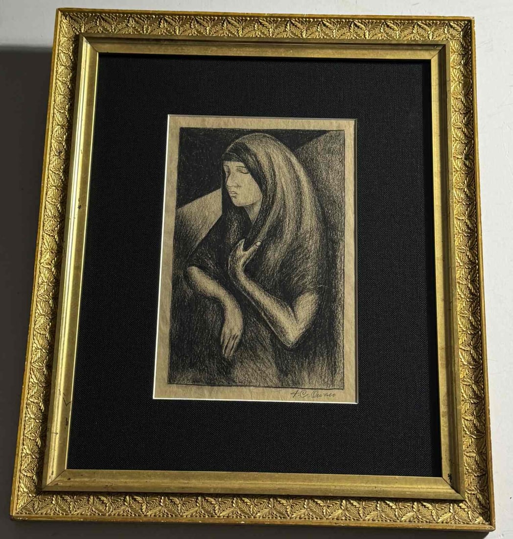 AFTER JOSE CLEMENTINE OROZCO 'PORTRAIT' PENCIL: After Jose Clemente Orozco (Mexican, 1883-1949) 'Portrait' pencil on paper. Signed lower right. Measures 20 x 17 inches, frame.