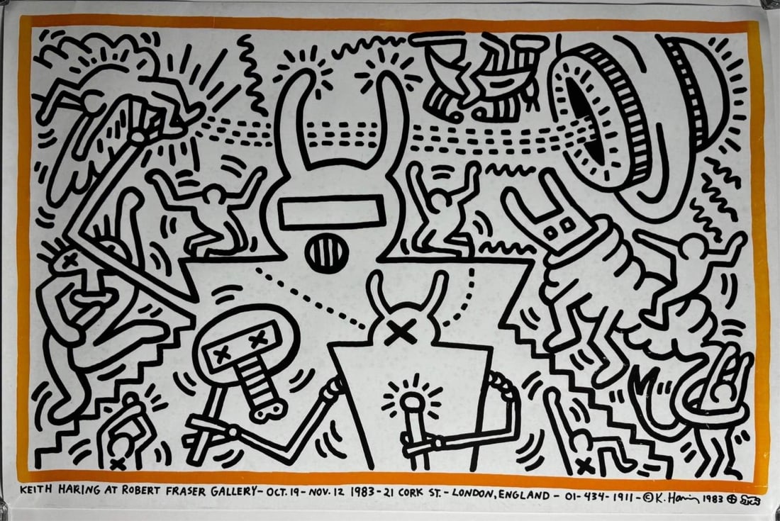 KEITH HARING 'ROBERT FRASER GALLERY' POSTER (1 of 5)