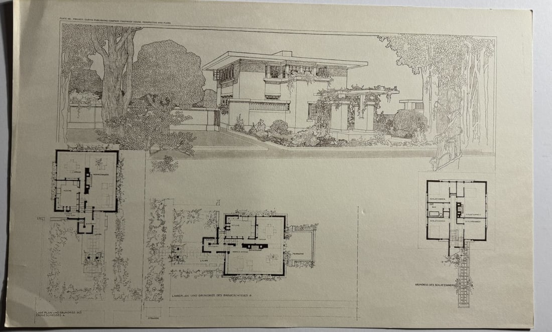 FRANK LLOYD WRIGHT VINTAGE LITHOGRAPH MID CENTURY (1 of 6)