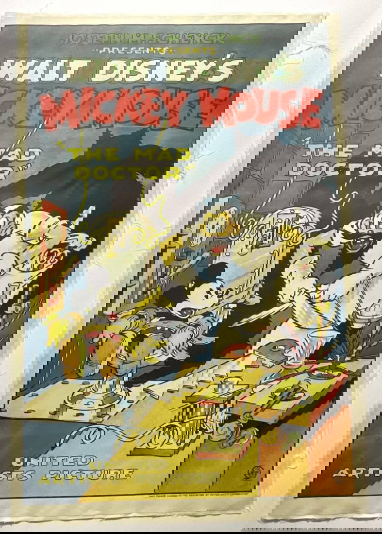 Walt Disney Mickey Mouse The Mad Doctor Poster Auction