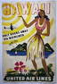 ADVERTISEMENT POSTER 'HAWAII UNITED AIRLINES'