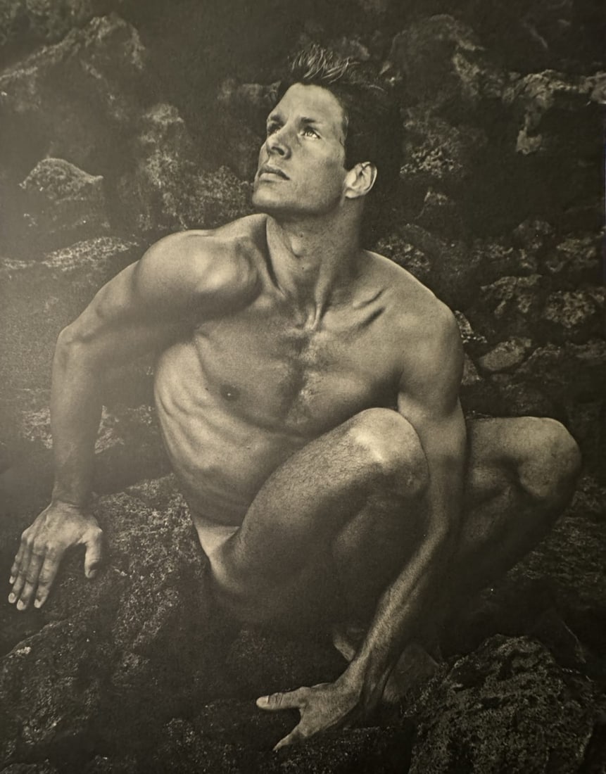 BRUCE WEBER MALE NUDE SHEET-FED GRAVURE: Bruce Weber (American, 20th century) Sheet-Fed Gravure print. Measures 13.40 x 10.50 inches.