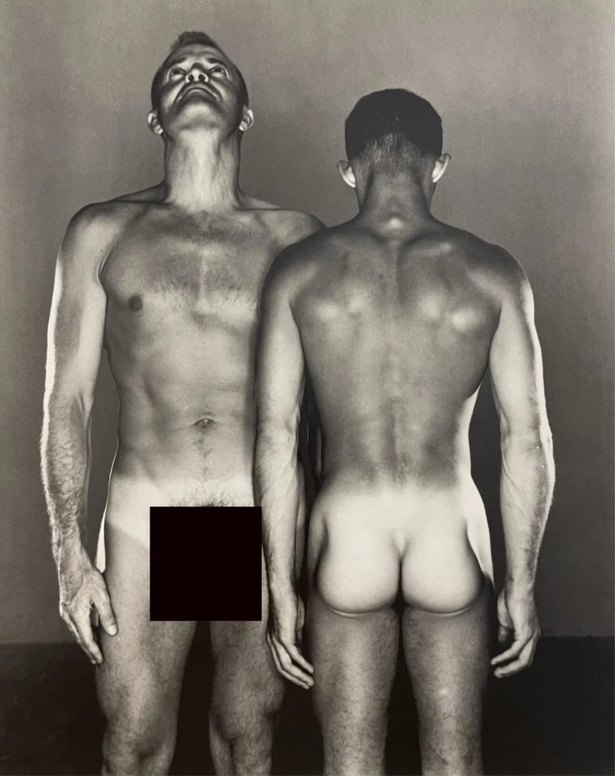 GEORGE PLATT LYNES 'NEEL BATE & ERNEST HENRY': George Platt Lynes (1907-1955) 'Neel Bate and Ernest Henry, 1954' print in colors Mounted. Measures 9.5 x 12.75".