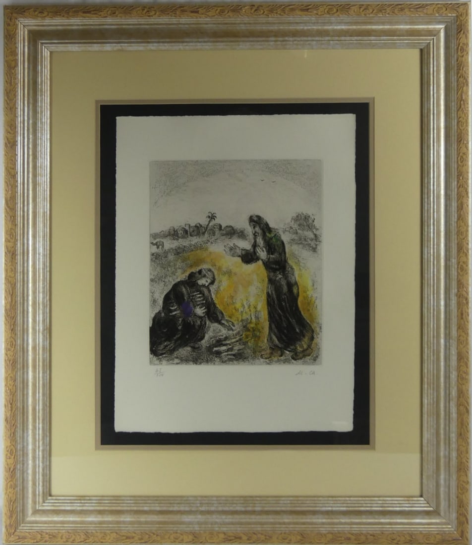 MARC CHAGALL HAND COLORED BIBLE SERIES ETCHING (1 of 6)