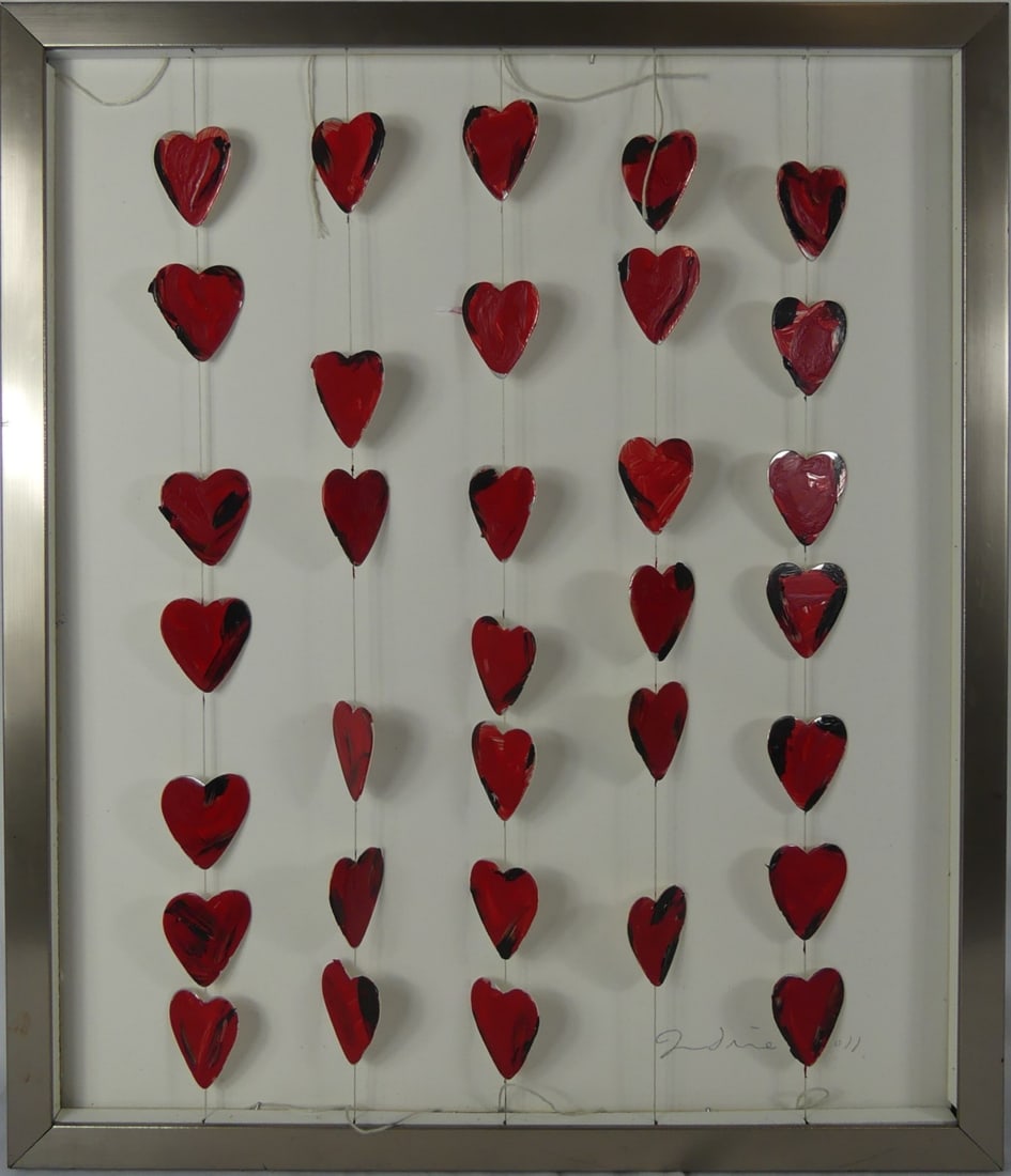 JIM DINE '33 HEARTS' MIXED MEDIA ASSEMBLAGE (1 of 7)