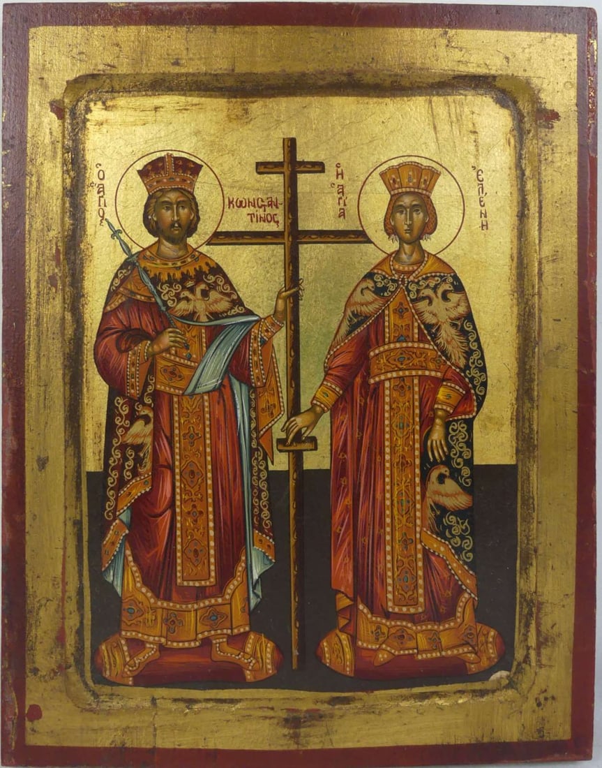 CONSTANTINE & HELEN BYZANTINE HAND PAINTED ICON (1 of 6)