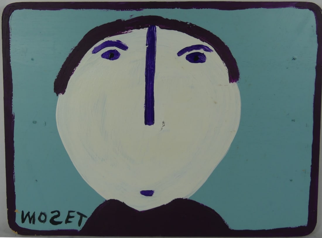 MOSE TOLLIVER 'PORTRAIT' FOLK ART PAINTING / BOARD (1 of 5)