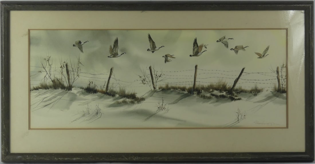 PAUL SCARBOROUGH 'GEESE IN FLIGHT' WATERCOLOR (1 of 7)