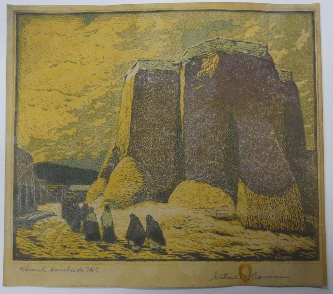 GUSTAV BAUMANN 'CHURCH RANCHOS DE TAOS' LITHOGRAPH (1 of 4)
