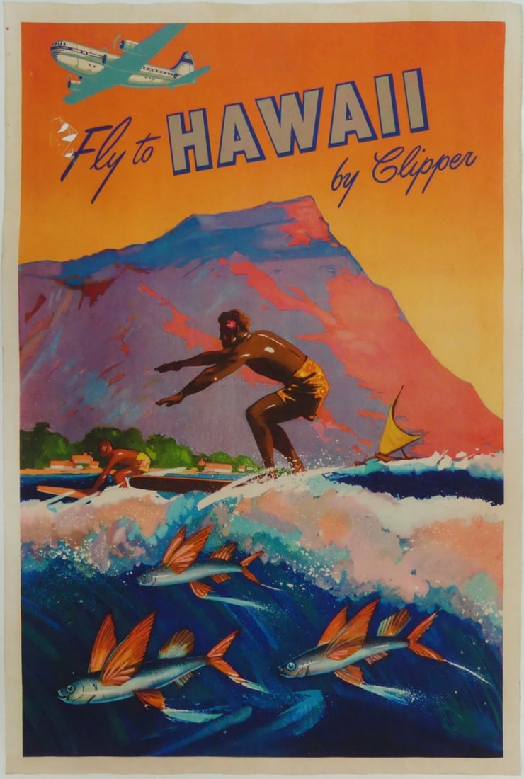 FLY TO HAWAII BY CLIPPER TRAVEL POSTER (1 of 4)
