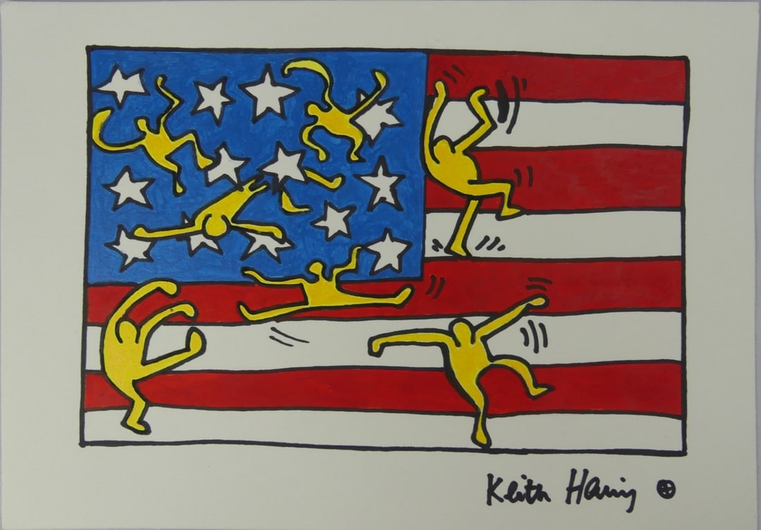 KEITH HARING (MANNER) AMERICAN FLAG MARKER / PAPER (1 of 6)