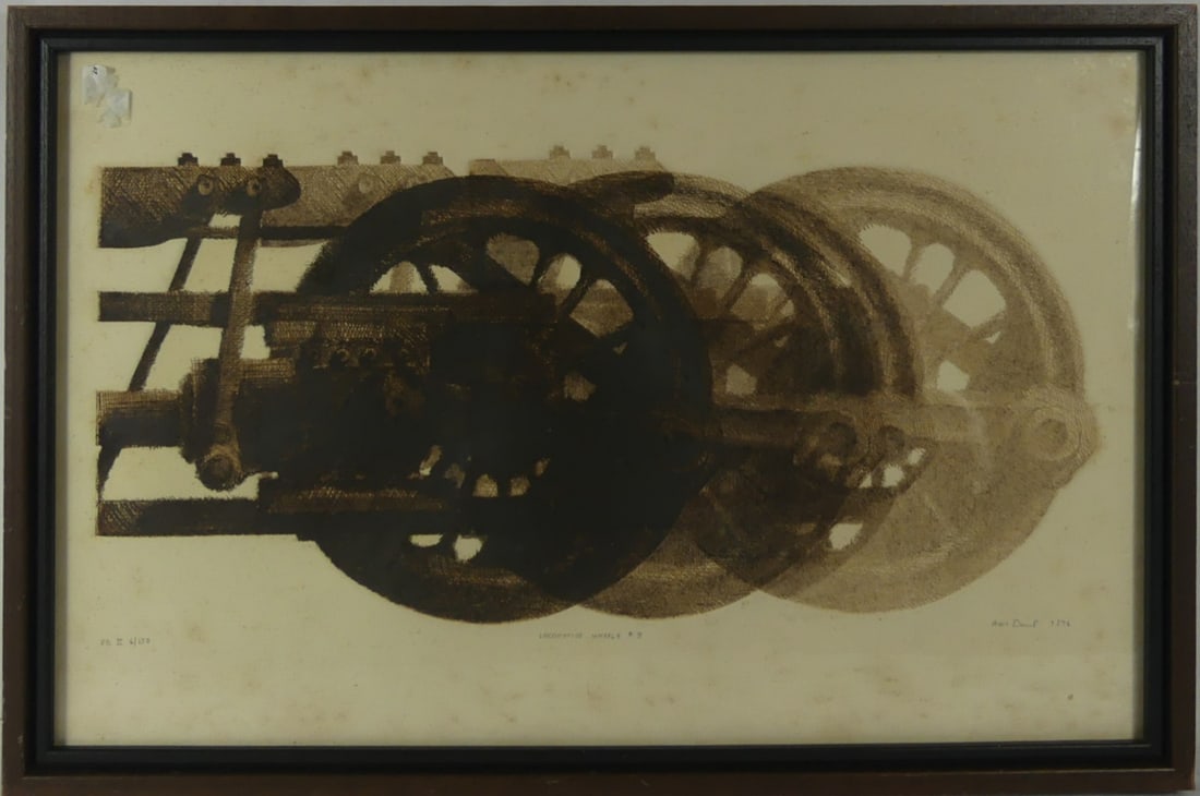AME DANIEL 'LOCOMOTIVE WHEELS #3' LITHOGRAPH (1 of 6)