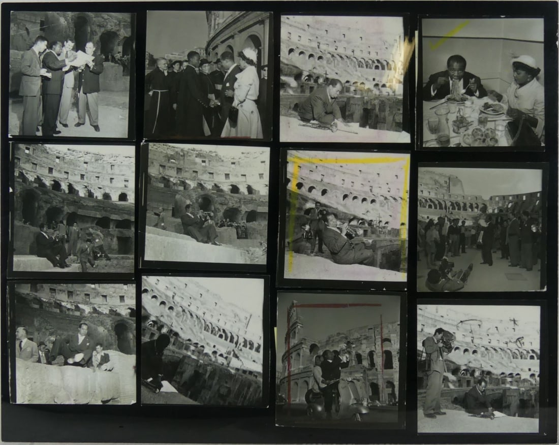 SLIM AARONS 'LOUIS ARMSTRONG' CONTACT SHEET (1 of 4)