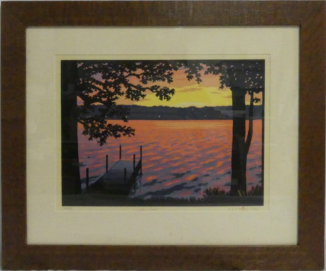 LAURA WILDER 'LAKE VIEW' ROYCRAFT BLOCK PRINT (1 of 8)