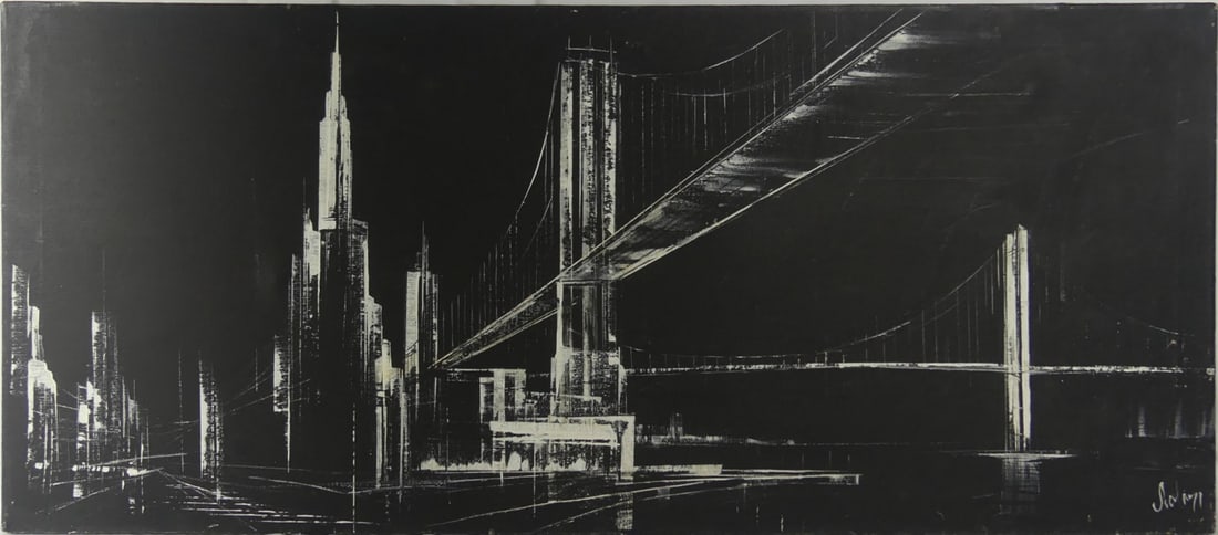 NEW YORK CITY SKYLINE OIL PAINTING ON CANVAS (1 of 4)