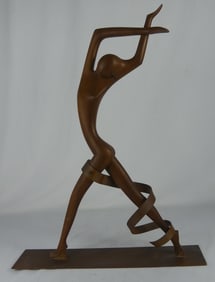 CARL HAGENAUER 'DANCER' WOOD & COPPER SCULPTURE