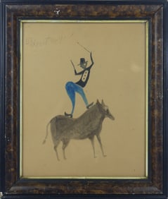 BILL TRAYLOR 'MAN ON HORSEBACK' GOUACHE PAINTING