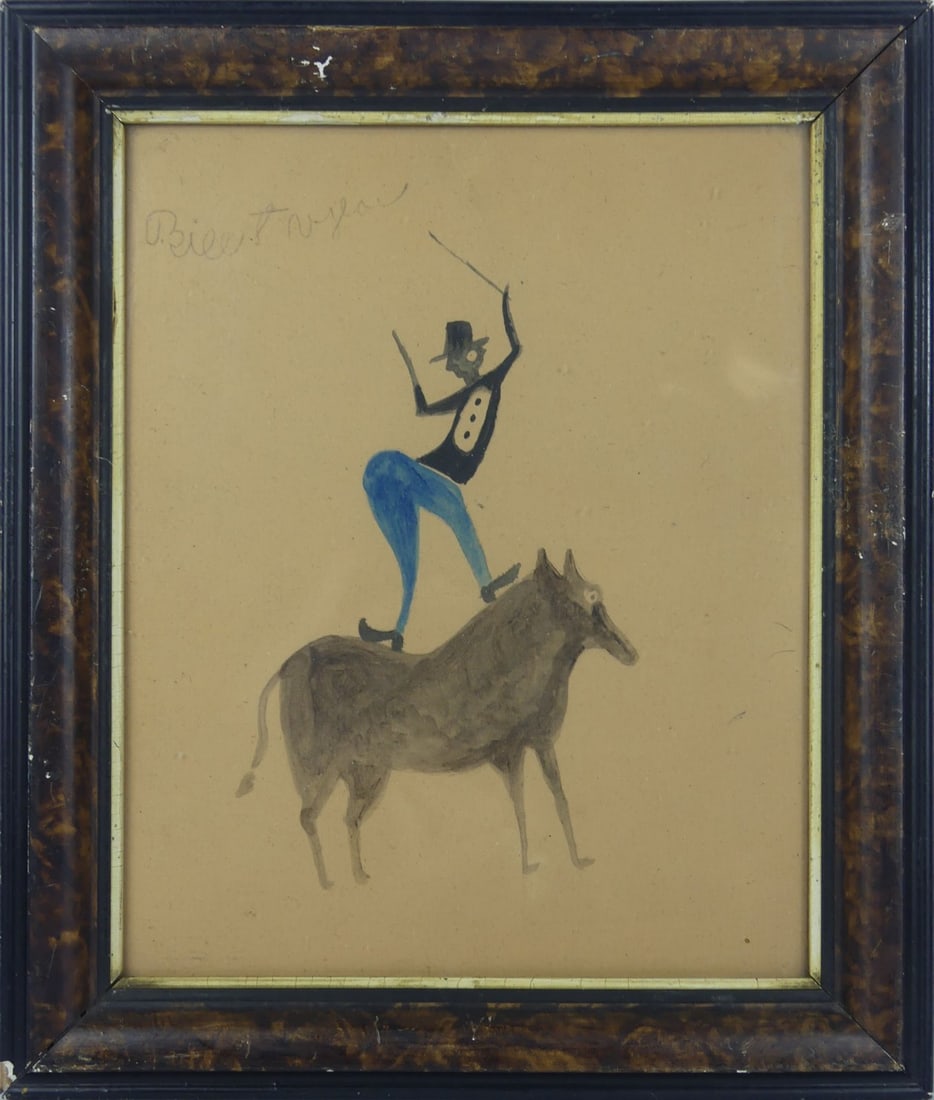 BILL TRAYLOR 'MAN ON HORSEBACK' GOUACHE PAINTING (1 of 6)