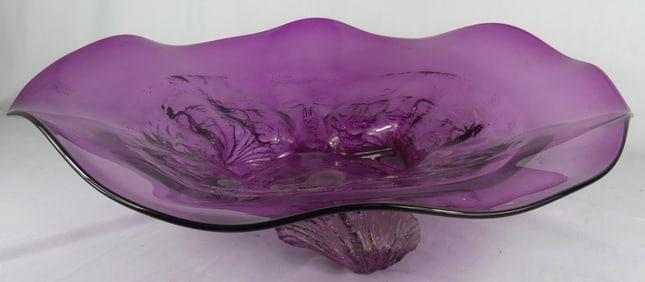 MARK GIBEAU ART GLASS CENTERPIECE 'FACE' BOWL