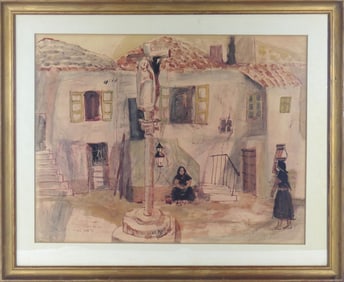 JAVIER CLAVO 'HOUSES IN CANGAS' WATERCOLOR / PAPER